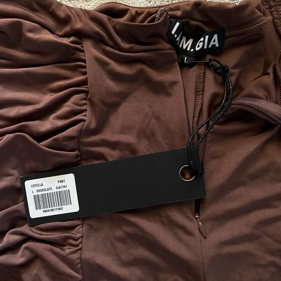 I AM GIA Estella ruched pant in chocolate - size large NEW WITH TAGS - Picture 3 of 6